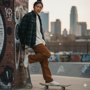 PacSun Brown Corduroy Jeans 90s Skater‎ Baggy Straight Leg Earthcore Grunge Y2K